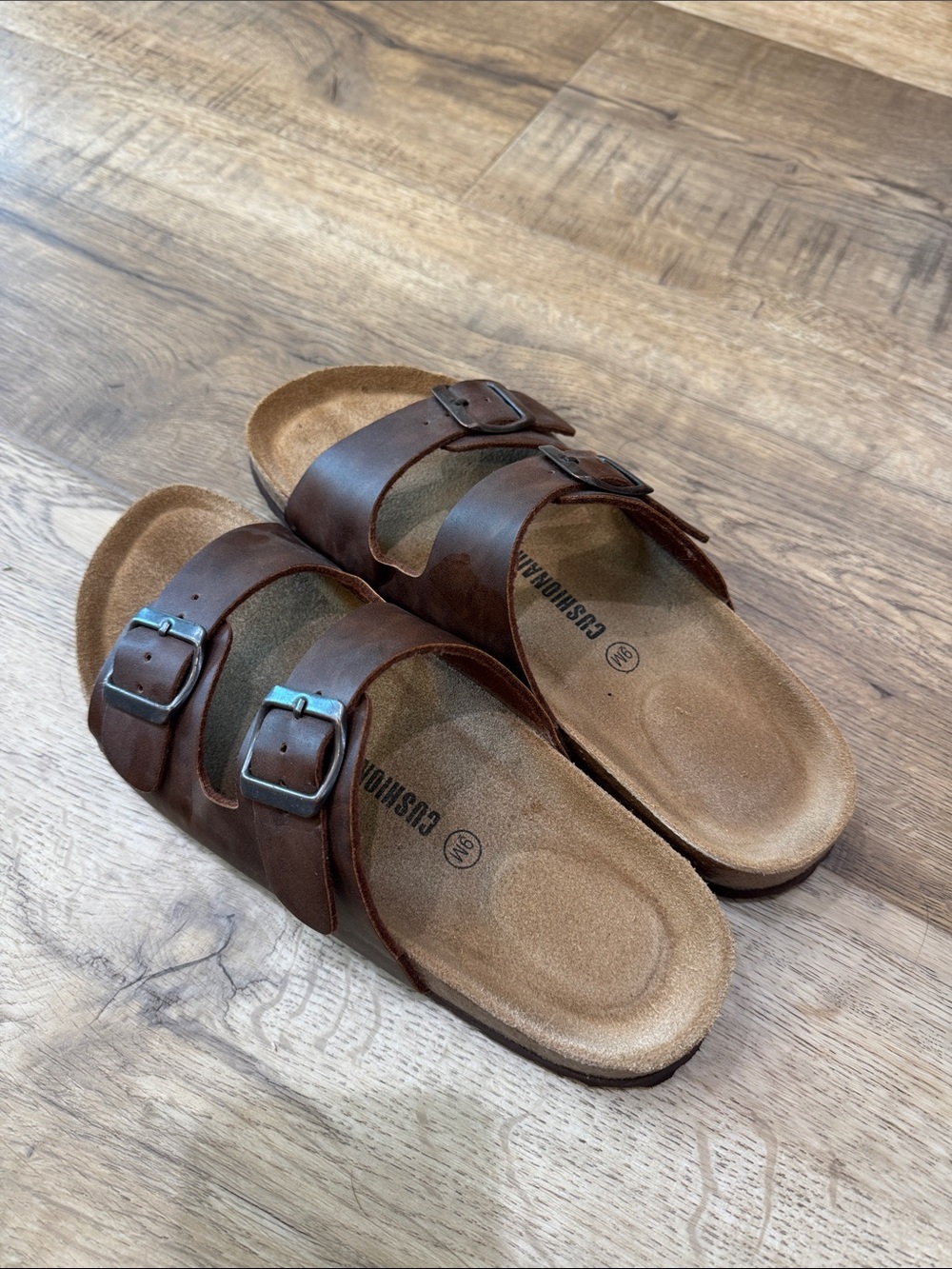 Brown Double Buckle Slide Sandals - Picture 7 of 7